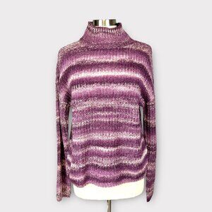 Calvin Klein Womens Mock Neck Sweater Purple Marled Knit Oversized Fit size S